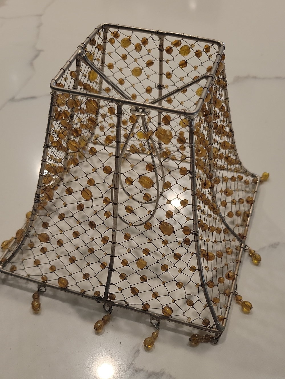 Amber Beaded Wire Lampshade Accent - Home Accents
